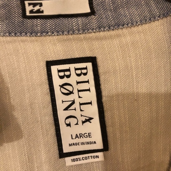 Billabong gray Long Sleeve button down Cotton shirt Fall Winter Dressy Casual - Picture 3 of 7